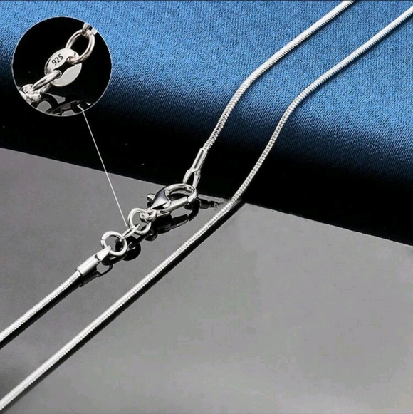 925 STERLING LONG SKINNY SILVER ROUND SNAKE CHAIN NECKLACE FOR LAYERING 16" - Picture 2 of 7
